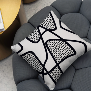 Coussin design graphique abstrait noir et blanc - style moderne. Grafia by impremalia