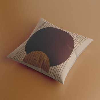 oussin Terralia motif géométrique bohème en velours brun et ocre