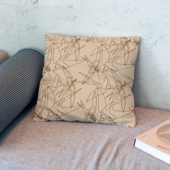 Coussin motif oiseau minimaliste en velours doux