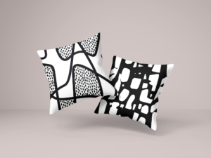 coussin géometrique noir et blanc